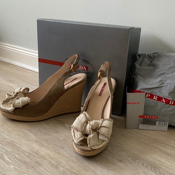 Prada Shoes - Prada suede espadrille wedges